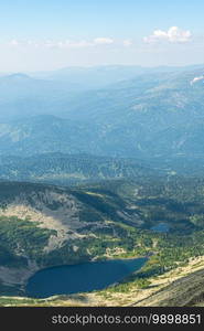 Spectacular view of blue lake in mountain valley