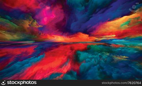 Spectral Clouds. Escape to Reality series. Artistic background made of surreal sunset sunrise colors and textures for projects on landscape painting, imagination, creativity and art