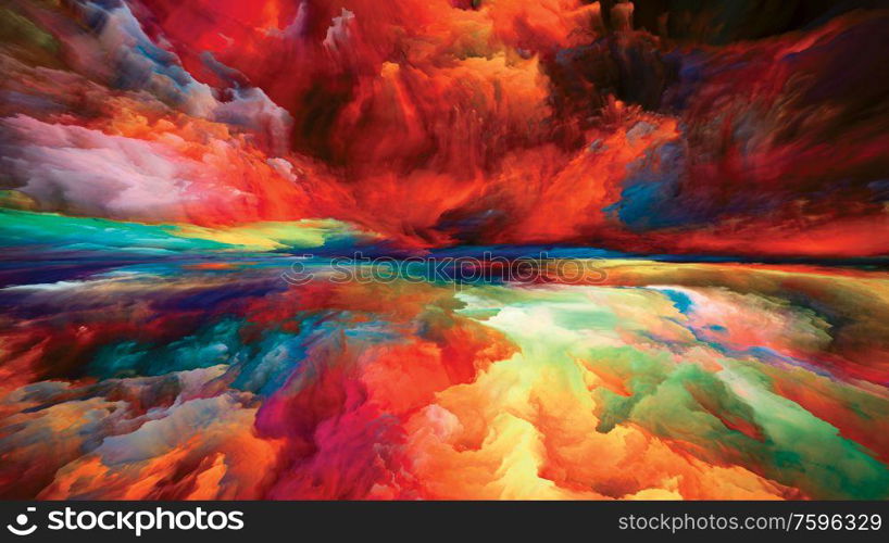 Spectral Clouds. Escape to Reality series. Graphic composition of surreal sunset sunrise colors and textures suitable in projects related to landscape painting, imagination, creativity and art