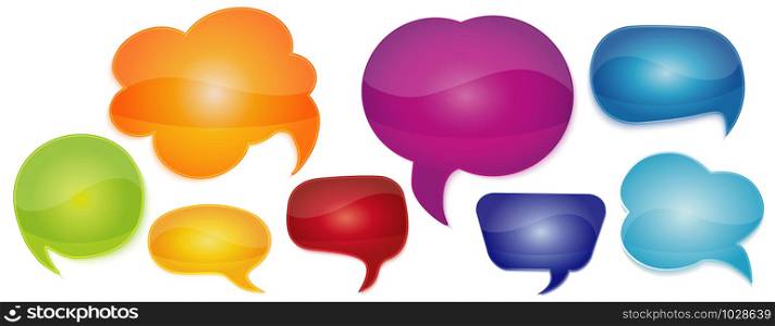 Speech bubble empty isolated rainbow colors. Communicate and talk. Social network communication. Comic. Speaking. Dialogue and discussion. Cloud. Concept community. Informing. Language