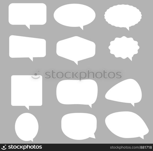 speech bubble icon on gray background. flat style. Blank empty white speech bubbles. speech bubble sign. white bubble speech for your web site design, logo, app, UI. video call sign.