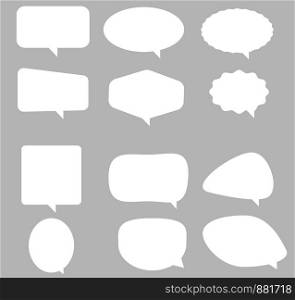 speech bubble icon on gray background. flat style. Blank empty white speech bubbles. speech bubble sign. white bubble speech for your web site design, logo, app, UI. video call sign.