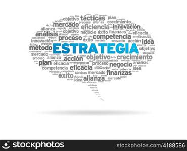 Speech bubble with the word Estrategia on white background.