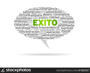 Speech bubble with the word exito on white background.