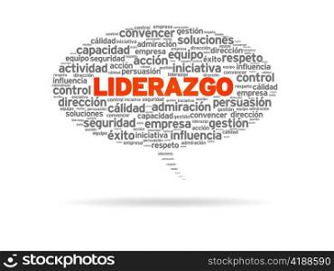 Speech bubble with the word Liderazgo on white background.