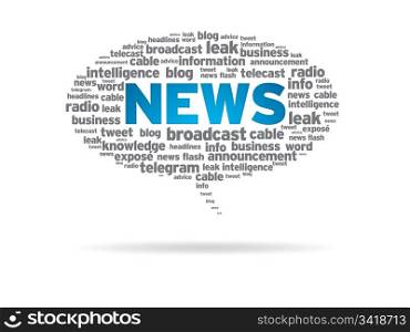 Speech bubble with the word news on white background.