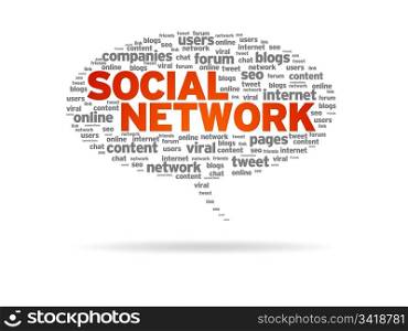 Speech bubble with the word Social Network on white background.