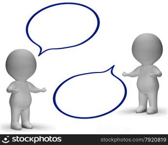 Speech Bubbles And 3d Characters Shows Discussion And Gossip. Speech Bubbles And 3d Characters Showing Discussion And Gossip