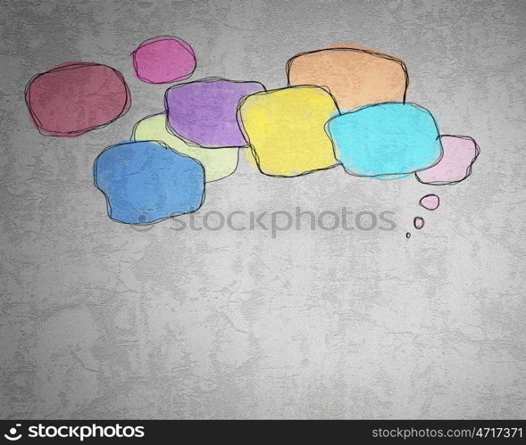 Speech bubbles. Background image with speech balloons of different colors