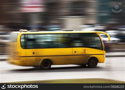 speed bus in blurred motion