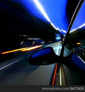 speed car on highway motion blurred