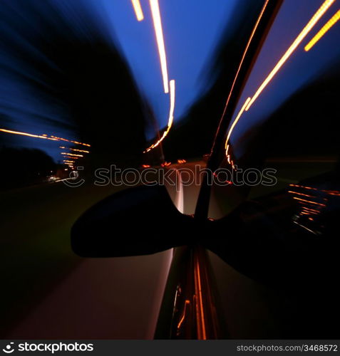 speed drive in night on car