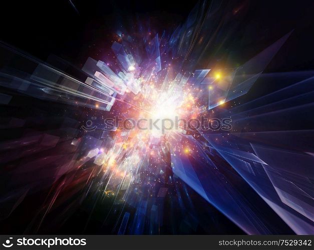 Speed of Technology. Bright math-generated radial elements to illustrate concept of rapid expansion on the subject of science, education and computer technology.