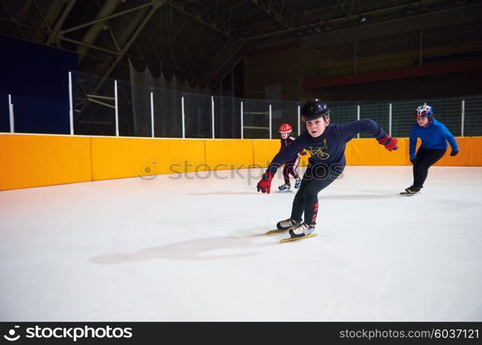 speed skating sport with young athletes