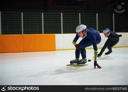 speed skating sport with young athletes