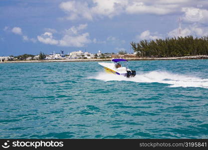 Speedboat moving in the sea, Key West, Florida, USA