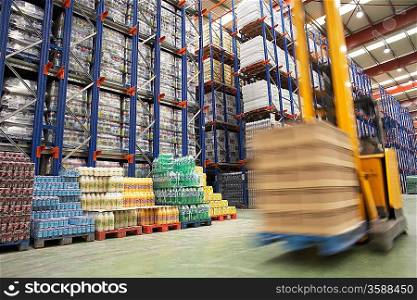 Speeding Forklift in Warehouse