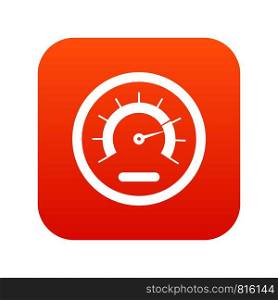 Speedometer icon digital red for any design isolated on white vector illustration. Speedometer icon digital red