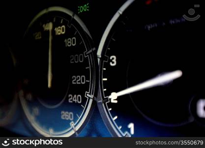 speedometer in car close up