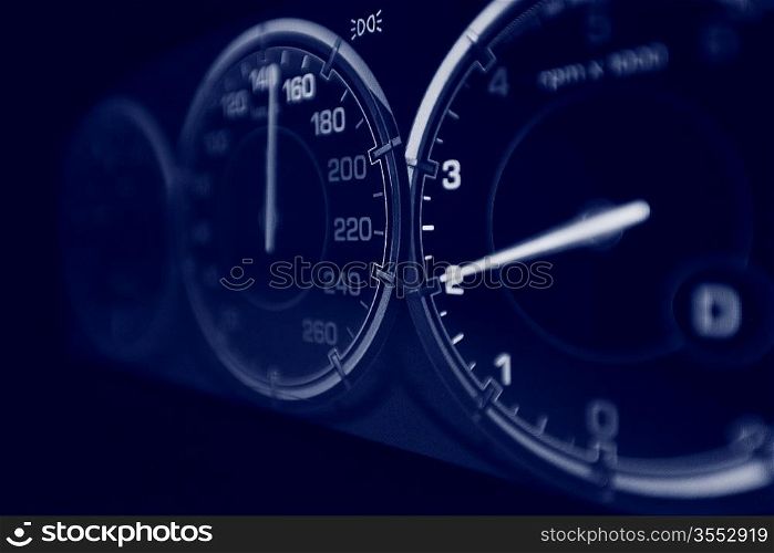 speedometer in car close up