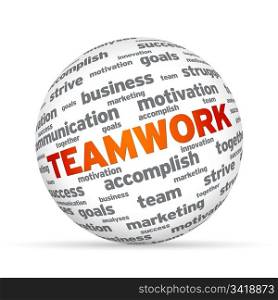 Spehere with the word Teamwork on white background.