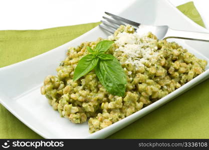 spelled salad with fresh pesto