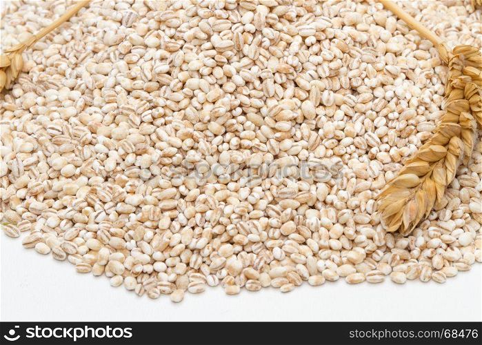 Spelt heap and ear isolated on white background