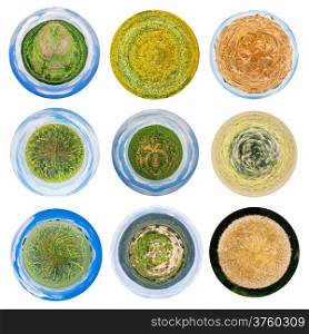 spherical views of rural agricultural landscapes - wheat, rye, barley, corn fields, vineyard and citrous garden, camomile meadow spherical views of rural agricultural landscapes - wheat, rye, barley, corn fields, vineyard and citrous garden, camomile meadow