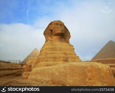 Sphinx in front of pyramids, Giza, Cairo, Egypt