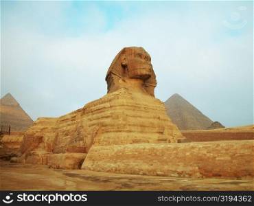 Sphinx in front of pyramids, Giza, Cairo, Egypt