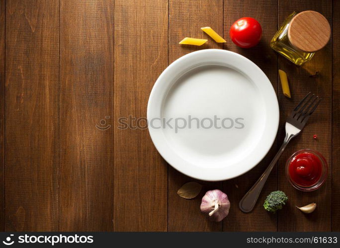 spice and herb on wooden background texture