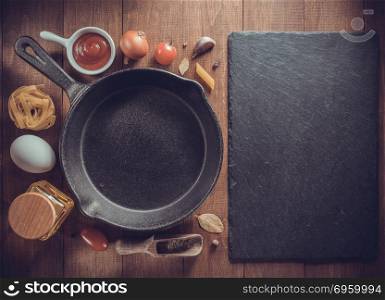 spice and herb on wooden background texture. spice and herb on table