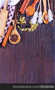 spice for baking on a the wooden table