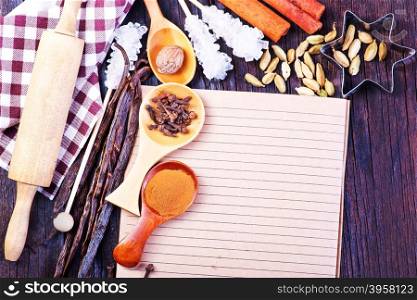 spice for baking on a the wooden table