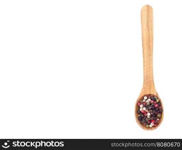Spice in spoon on white background