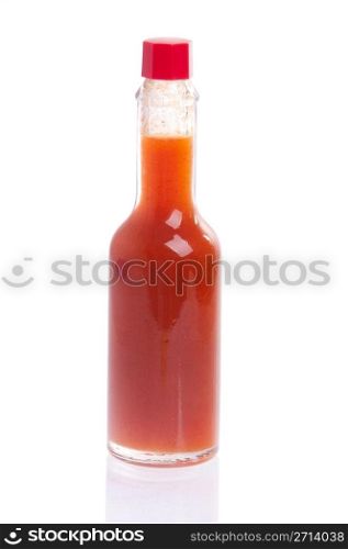 spice sauce glass bottle isolated on white background