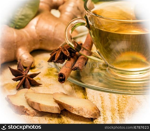 Spiced Ginger Tea Indicating Natural Refreshments And Beverage