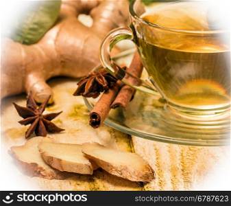 Spiced Ginger Tea Indicating Natural Refreshments And Beverage