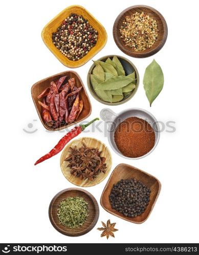 Spices And Herbs Isolated On White