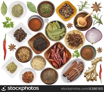 Spices And Herbs Isolated On White Background