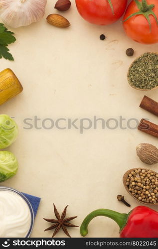 spices background and healthy food