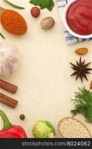spices background and healthy food