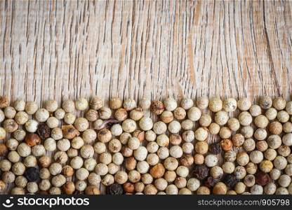 spices background / close up of herbs and spices Pepper mix black red and white peppercorns or pepper seed top view