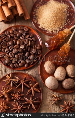 spices cinnamon anise nutmeg rock sugar coffee