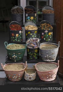 Spices for sale in a souk, Marrakesh, Morocco