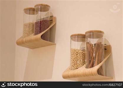 Spices Herb In Glass Bottles, stock photo
