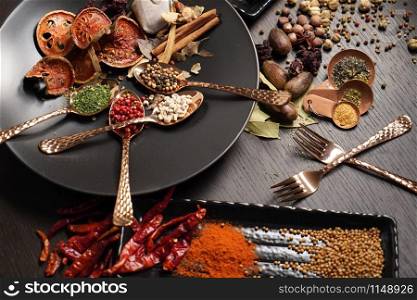 spices herbs seasoning condiment. food ingredient cuisine for healthy lifestyle