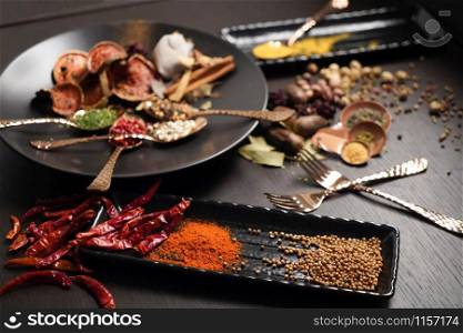 spices herbs seasoning condiment. food ingredient cuisine for healthy lifestyle