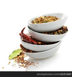 Spices In The White Bowls