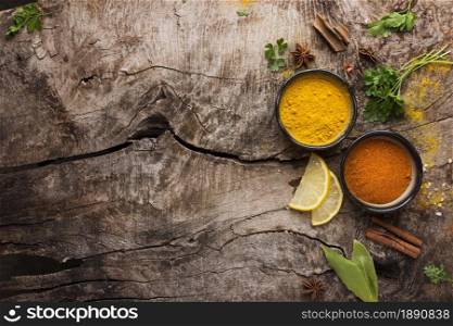 spices lemon slices flat lay. Resolution and high quality beautiful photo. spices lemon slices flat lay. High quality and resolution beautiful photo concept